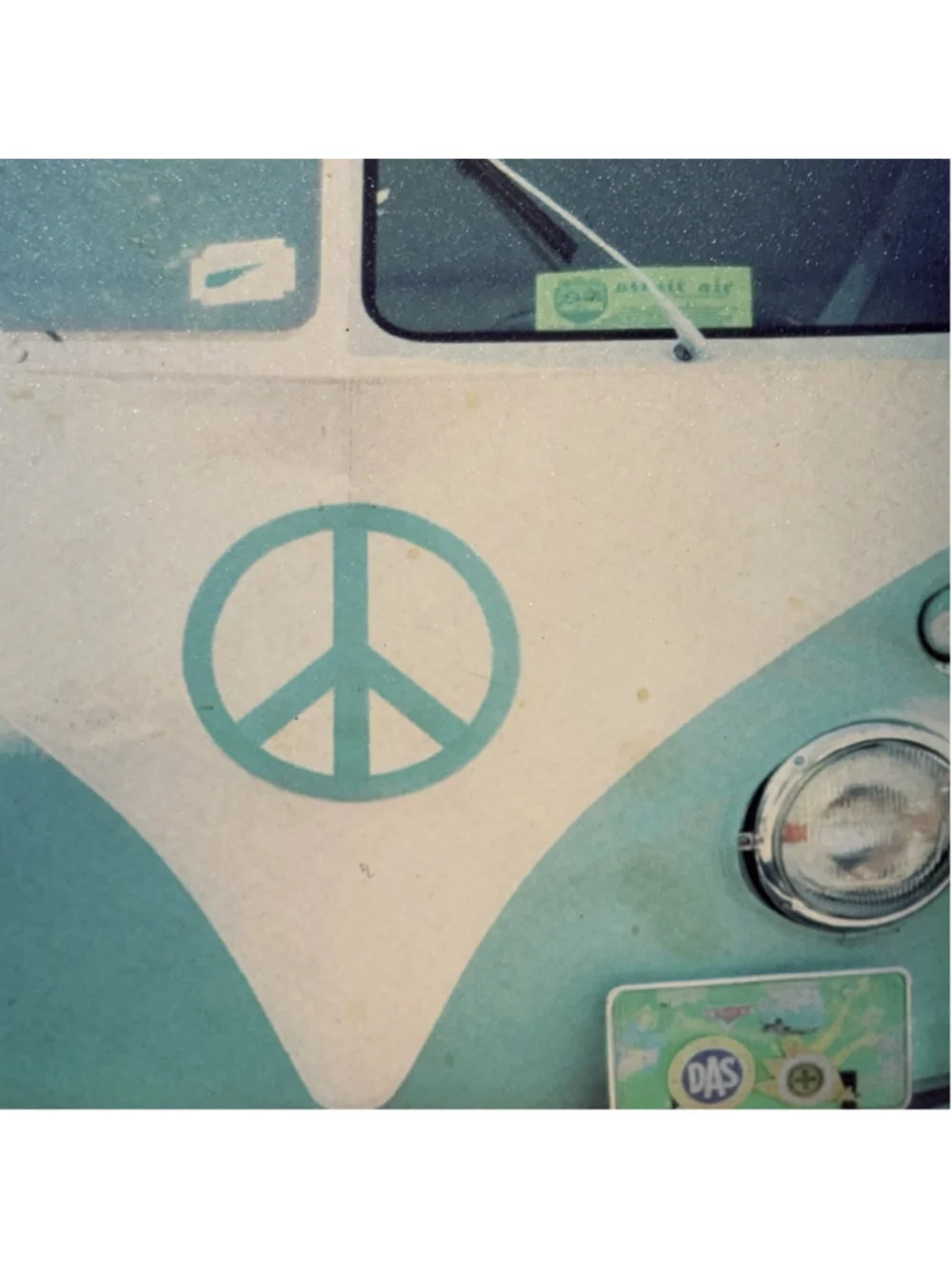 Target Retro VW Bus Canvas Wall Art Peace Sign Turquoise 12x12 Target Decor READ